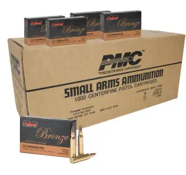 PMC Bronze 223 Remington Rifle Ammo 55gr FMJ-BT [50 boxes] 1000 Round Cas