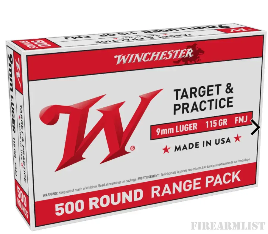 Winchester 9mm Luger 115 Grain Handgun Ammo - 500 Rounds