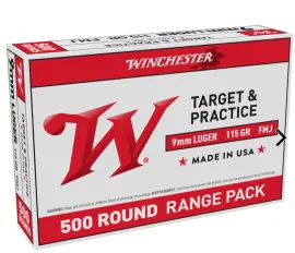 Winchester 9mm Luger 115 Grain Handgun Ammo - 500 Rounds